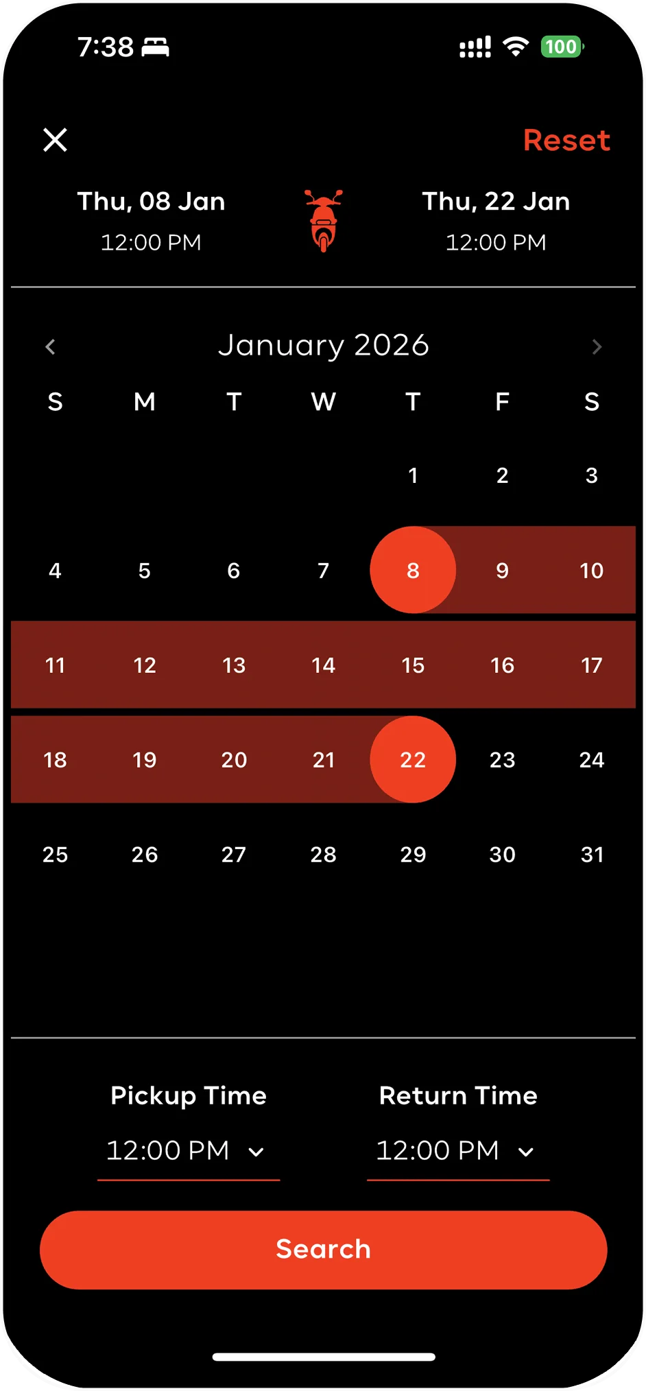 Select your pickup dates
