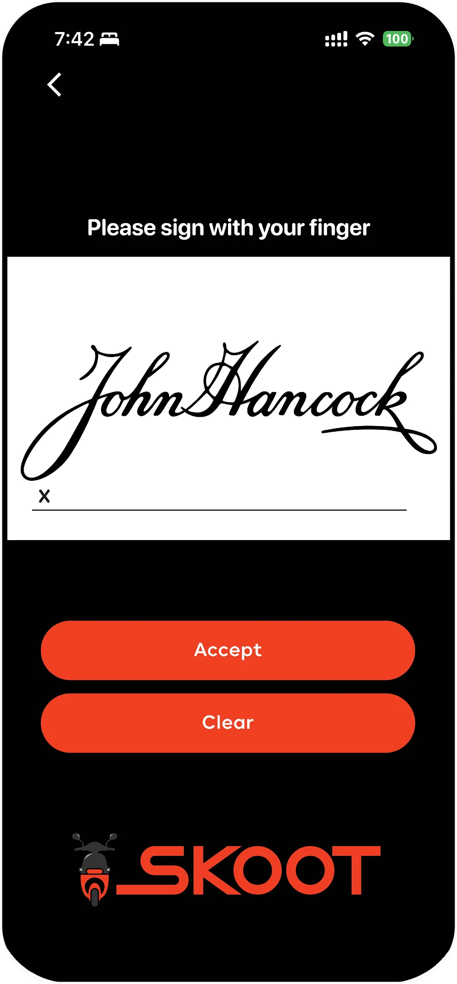Sign the contract in-app